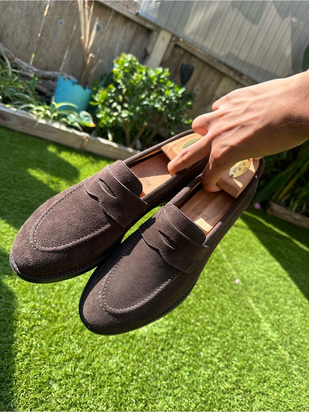 Men's Brown Suede Penny Loafers